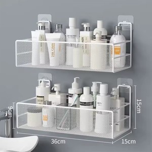 Estante de baño montado en la pared, estante para champú y ducha sin perforaciones, estante de almacenamiento para accesorios de baño, cesta de almacenamiento para condimentos de cocina - Product Image 3