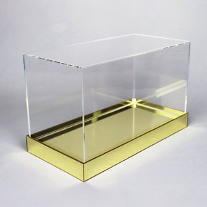Hot Sale Golden Mirror Base Acrylic Display Stand Box Clear Acrylic Model Display <strong>case</strong> <strong>Plexiglass</strong> <strong>Case</strong> for Toys Display - Product Image 2