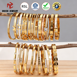กำไลข้อมือแฟชั่นชุบทอง 18K PVD ไม่ลอก ไม่ดำ สำหรับผู้หญิง ขายส่งเพชร กำไลสแตนเลส - Product Image 1