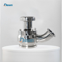 Vanne de fond de cuve pneumatique sanitaire, sortie auto-drainante coudée en acier inoxydable 316L pour la fermentation biopharmaceutique