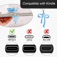 Joli ensemble de breloques légères en alliage de zinc pour Kindle Paperwhite 11e/12e génération, comprenant un cache-poussière, un support de fixation en forme de cœur et des porte-clés scintillants - Bleu