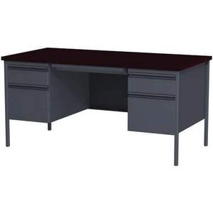 Bureau Alera 60'' x 30'' x 29,5'' en acier avec pieds en acajou/charbon, double piétement, mobilier de bureau en MDF pour bureau, salle d'étude ou bâtiment commercial - Product Image 4