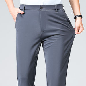Pantaloni Casual da <span class=keywords><strong>uomo</strong></span> di qualità da lavoro estate autunno pantaloni sottili in nero rosso abito formale abito e pantaloni lunghi da lavoro - Product Image 2