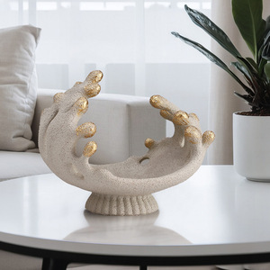 Plateau de rangement créatif en résine en forme de vague, design irrégulier, pour salon, organisateur de clés et de bijoux, type sur pied - Product Image 2