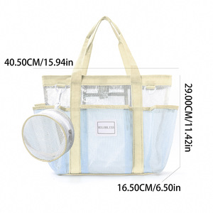 SH Mesh Beach <b>Bag</b> 4-6 <b>Compartments</b> Large Capacity Waterproof Eco-Friendly Fashion Portable Storage <b>Bag</b> Net Pockets Cosmetics - Product Image 4