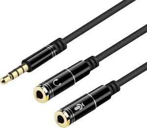 Bộ chia tai nghe Cáp chia tín hiệu 3,5 <span class=keywords><strong>mm</strong></span> Y Bộ chuyển đổi giắc cắm tai nghe TRS cái 12 inch/30 cm - Product Image 1