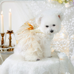 Pet Fluffy Gauze Dress Cute Summer High Formal Wedding Dress Polyester <b>Material</b> Chinese New Year Customization Available - Product Image 4