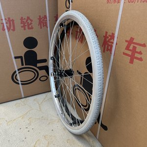 Rueda de silla de ruedas de 24 pulgadas, neumático sólido de aleación de aluminio con rodamientos para reemplazo y reparación - Product Image 1