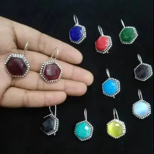 Haute Qualité Corail Opalite Turquoise Vert Onyx À La Main Argent Plaqué Femmes Boucles D'oreilles Designer En Prix De Gros - Product Image 1