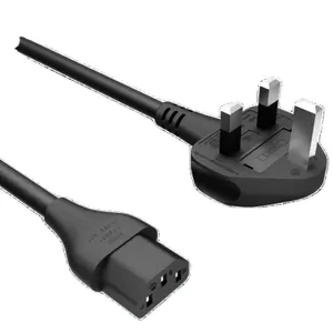 Free Sample BS Safety G-Type UK 3 Pin Plug IEC C13 1.5M RTS PC Electrical AC Power Cord Cable Wire