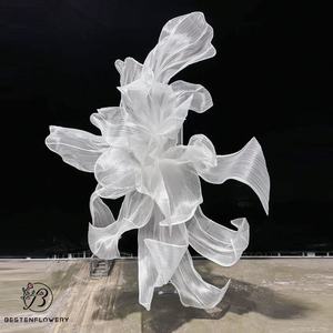 Organza réaliste, grande <span class=keywords><strong>fleur</strong></span>, installation artistique faite à la main, décoration florale de mariage, accessoires de mise en scène, imperméable, léger - Product Image 3