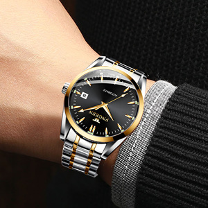 FNGEEN Automatic Mechanical Watch Men Stainless Steel Band Black Dial Date Display 30M Waterproof Silver Case - Product Image 3