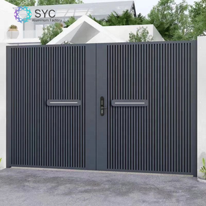 Diseño Moderno <span class=keywords><strong>de</strong></span> Puerta <span class=keywords><strong>de</strong></span> <span class=keywords><strong>Garaje</strong></span> Exterior <span class=keywords><strong>de</strong></span> Aluminio con <span class=keywords><strong>Madera</strong></span> Tratada a Presión, Estilo Natural, Puertas <span class=keywords><strong>de</strong></span> Cerca, Modelo 3D - Product Image 4