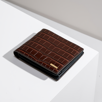Dompet Kulit Asli Pria Mewah Klasik OEM Kustom Produsen, Anti RFID, Motif Kulit Buaya, Tempat Kartu untuk Pria