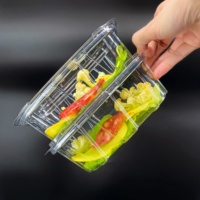 8 12 16 20 24 32 64 Oz Huisdier/Rpet Tamper Evident Container, Fraudebestendige Verpakkingsdoos Voor Verse Salade Kruidenfruitnoten