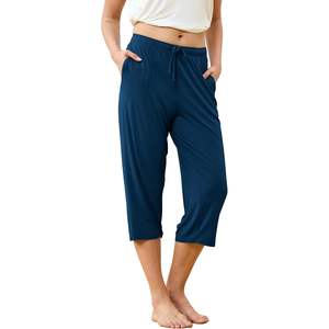 Pantalones de Pijama Capri de Bambú y Algodón para Mujer, Cómodos, con Bolsillos, Ropa de Dormir Personalizada al por Mayor, OEM ODM - Product Image 1