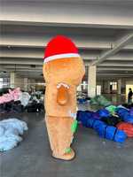 Costume de mascotte gonflable géant de 2,2 m à 2,6 m pour adulte unisexe, motif bonhomme en pain d'épices amusant, personnage de dessin animé, OEM pour Noël