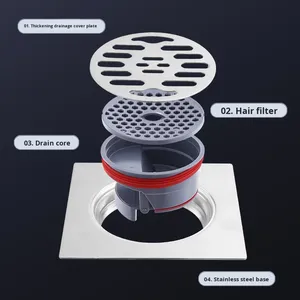 OEM Manufacturer Wholesale Stainless Steel Square Floor Drain for Bathroom Toilet Dual-use Anti-odor American Style - Product Image 4