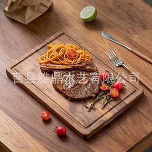 Bandeja rectangular de madera de acacia para alimentos, tabla de cortar de calidad alimentaria para fiestas, plato para carne. - Product Image 2