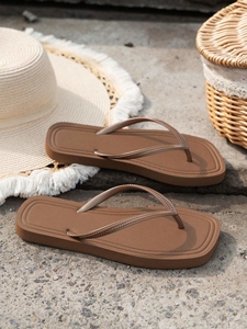 <span class=keywords><strong>Tongs</strong></span> légères et respirantes pour femmes, à bout ouvert, tendance mode printemps été automne, décontractées, confortables pour la plage, couleur unie - Product Image 5