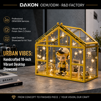 Vitrine de table sur mesure DAKON, fabriquée à la main, en verre transparent avec cadre jaune vif de 10 pouces, idéale pour les boutiques de cadeaux