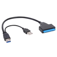 Kabel Adaptor Konverter Drive USB3.0 SATA Double Head DC Port dengan Jaket PVC untuk PC Pengisian Daya Kecepatan Tinggi