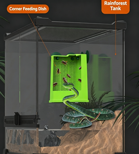 Reptile Feeder Escape-Proof Corner Reptile Food <strong>Box</strong> Wall Mounted with Suction Cup for Insects <strong>Bug</strong> Bowl for Lizards Geckos Frog - Product Image 2