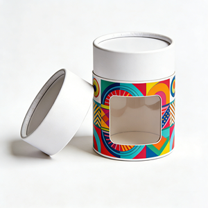 Custom Printed Cylinder Paper Tube With <b>Window</b> Durable Round Cardboard Canister For Cosmetic Perfume Gift Packing - Product Image 5