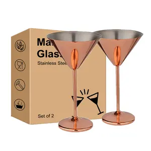 Roestvrijstalen Martini En Margarita Glazen Set Van 2 Cocktail Wijnglas Geschenkdoos Set 8Oz