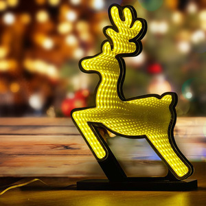 Décorations de Noël Halloween 3d Miroir Lumières <span class=keywords><strong>Abyss</strong></span> Miroir Led Lumières Home Deco Santa Infinity Miroir Lumière avec Support - Product Image 3