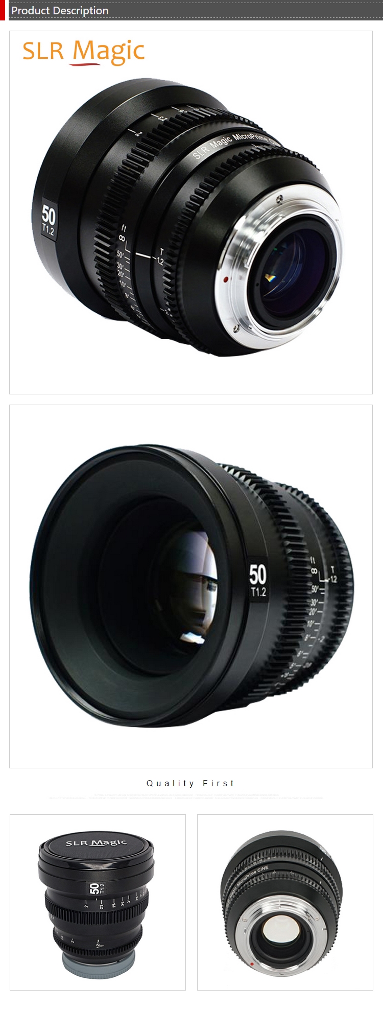 SLR Magic MicroPrime Cine 50mm T1.2 E-Mount Lens - Manual Focus