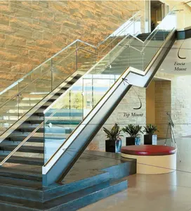 Alta calidad pasamanos escaleras balcón barandilla de vidrio sin marco escalera canal de aluminio barandilla