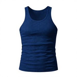 Men's Olive <b>Green</b> Ribbed Knitted Breathable Spandex/Cotton Tank Top O-Neck Sleeveless Casual Customized Printed - Product Image 2