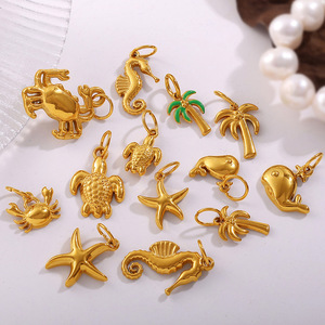 Dijes de Animales Marinos de Acero Inoxidable con Baño de Oro de 18K, Accesorios de Joyería DIY, Colgante Estilo Playa para Collar o Pulsera - Product Image 1