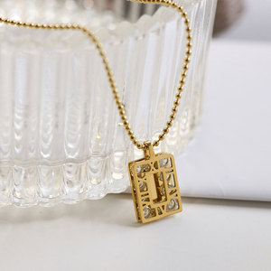 Collier personnalisé en acier inoxydable 316L plaqué or 14k 18k PVD avec pendentif diamant ajouré pour femme, vente en gros - Product Image 4