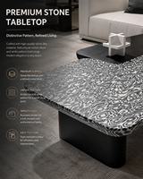 Table de salon sculpturale avec surface à motifs artistiques et design flottant à double couche, mobilier moderne pour la maison, fournisseur OEM