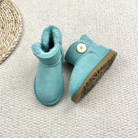 Bottes de neige basses pour enfants, modèle en cuir de vache véritable, doublure en polaire épaisse, rembourrage en coton, chaussures d'hiver chaudes
