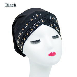 Gorro con purpurina para mujer, musulmán árabe gorrito, <span class=keywords><strong>turbante</strong></span> con diamantes de imitación, venta al por mayor - Product Image 3
