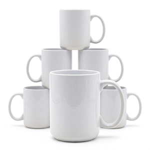 Meilleure Vente Grande <span class=keywords><strong>Tasse</strong></span> à Café en Céramique Blanche de 450 ml (15 oz) Prix Usine Logo Personnalisé <span class=keywords><strong>Tasse</strong></span> à Thé au Lait par Sublimation - Product Image 1