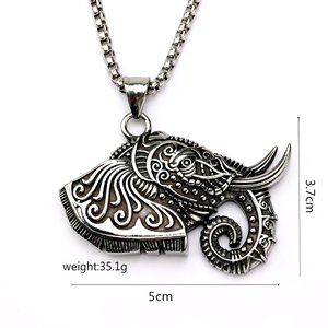 Stainless Steel Men's <b>Elephant</b> Pendant Themed Animal Design Asymmetry Geometric Fashion Jewelry <b>Gift</b> for Clothing Matching - Product Image 5
