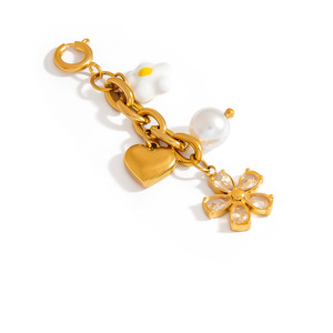 Stainless Steel Plated Jewelry Findings Mixed Shapes Gold Color Pearl <b>Flower</b> Charms for <b>Bracelet</b> Making DIY Accessories - Product Image 5