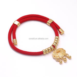 Festliche geflochtene Seil Hund & Katze Halsband mit Langlebig keit <span class=keywords><strong>Lucky</strong></span> Charm Anhänger, Legierung Gold Haustier Halskette für Neujahrs geschenke - Product Image 5