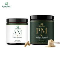 Système de suppléments Qbioflex OEM AM/PM : Capsules de Resvératrol et Poudre de Magnésium pour l'Énergie, la Relaxation et la Promotion du Sommeil