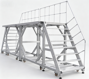Plateforme de maintenance aéronautique industrielle personnalisée en profilés d'aluminium avec main courante de sécurité unilatérale, plateforme de travail aérien mobile - Product Image 1