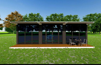 Eco-Chic Espace de vente au détail modulaire Conteneur d'expédition Boutique Panoramas à parois de verre Pont en bois Retraite pour appartements Gymnases Inspiré