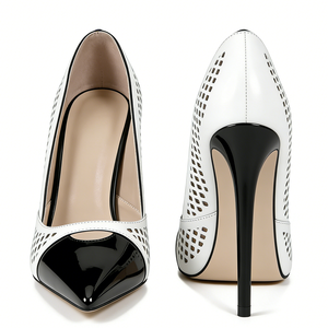 รองเท้าส้นสูงแบบเปิดส้นสำหรับผู้หญิง ดีไซน์เซ็กซี่ ปลายแหลม ตกแต่งแบบ Patchwork ส้นบาง  ทรงสวย ใส่สบาย ไซส์ใหญ่ 45 - Product Image 4