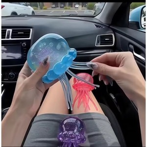 2026 Transparent Glitter Blue Jellyfish <b>Mini</b> Squishy Toy Super Soft Squeeze Stress Ball Sensory Fidget Toy Anxiety Relief - Product Image 3