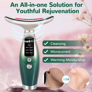 Alat pijat wajah elektrik 3 dalam 1, alat kecantikan wajah Leher untuk perawatan kulit termal pengangkat getaran - Product Image 4