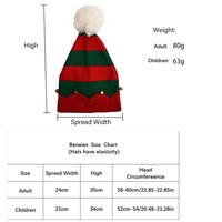 Chapeau en laine tricoté chaud, chapeau de Noël en forme de cloche de Père Noël avec pompon en laine