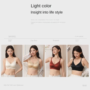 2026 ゴシックニットワイヤーフリーソリッドジェリーストリップレース通気性ノンスチールリングノンマーキングUバック下着女性用小胸 - Product Image 5